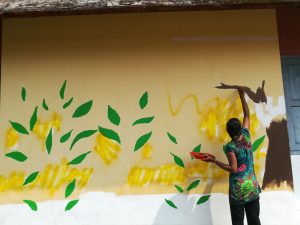 Transwoman Sandhiya paints school walls - Sahadari Foundation
